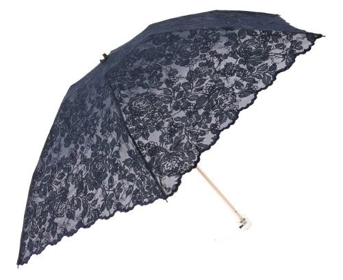 日本製 晴雨兼用傘 オパール加工 バラ柄 折りたたみミニ傘